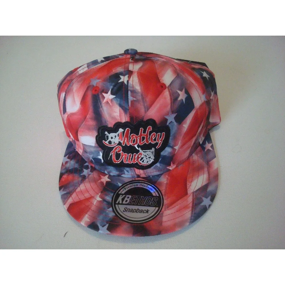 MOTLEY CRUE USA FLAG  GOLF SNAPBACK  BEACH 00S Y2K  HAT CAP VINTAGE  S2